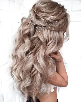 Half UP | Bride hairstyles, Wedding hairstyles, Bridal hair vine