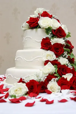 Свадебный белый трехъярусный торт СВ71 на заказ в Киеве ❤ Кондитерская Mr.  Sweet