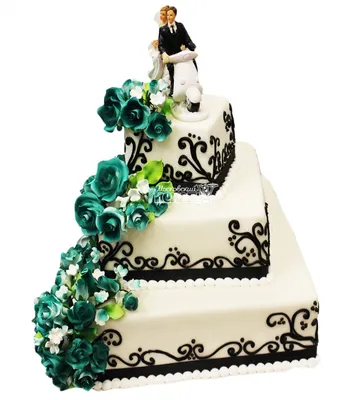 Свадебный торт трехъярусный №6565 купить по выгодной цене с доставкой по  Москве. Интернет-магазин Московский Пекарь