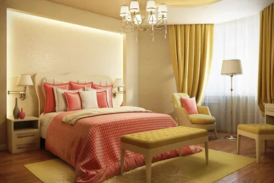 2023 СПАЛЬНИ фото светлая спальня с эркером и банкеткой, Киев, RIO-Design  Studio