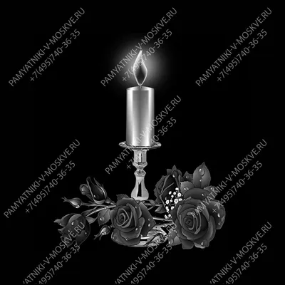 Свеча на памятник, фото гравировка на граните АР10645