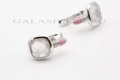 Серьги с розовым кварцем, эмалью и цирконом из серебра 925 купить в Москве  - цены от интернет-магазина Gala Silver