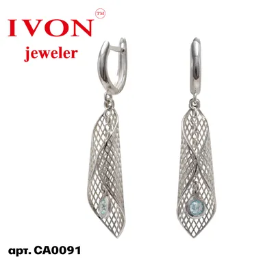 Серьги с цирконом Са0091 - IVON jeweler- интернет магазин ювелирных изделий
