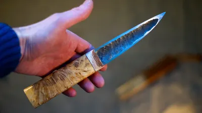 Нож якутского типа из пуансона, ковка Х12МФ. - YouTube