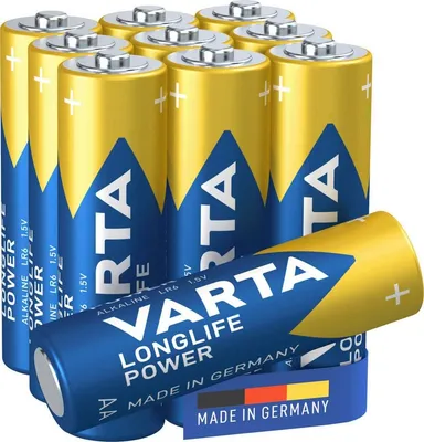 Аккумулятор VARTA "LONGLIFE Power Alkaline AA Mignon LR6, Made in Germany" из 10 шт. (1,5 В, 10 шт.)