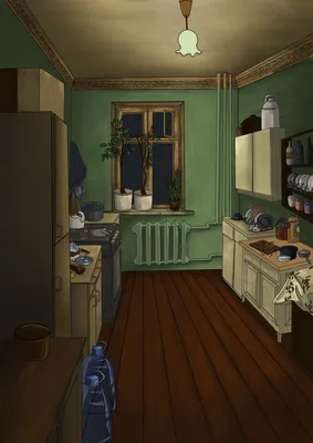 Иллюстрация Старая кухня в стиле 2d | Illustrators.ru