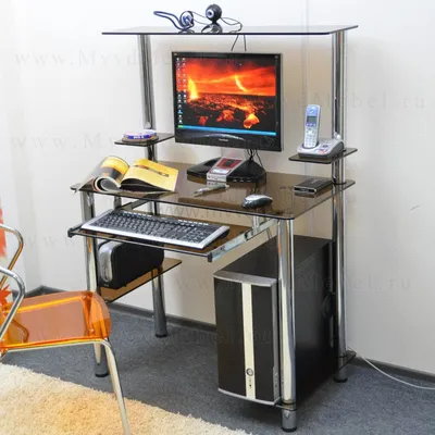 Компьютерный стол на заказ Эдель-KС05k бронза / хром ноги, с полкой для  клавиатуры (ширина от 65 см до 110 см): купить по цене 19 040 Р в  интернет-магазине | Москва