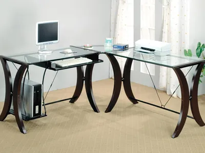 Стол для компьютера угловой стеклянный - Стеклянная мебель - Стеклянные  столы - Фотогалерея