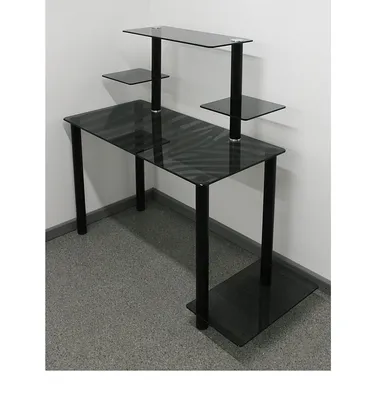 Компьютерный стол из каленого стекла КС 03 серый с рисунком Зебра |  Интернет-магазин Mebel Apartment