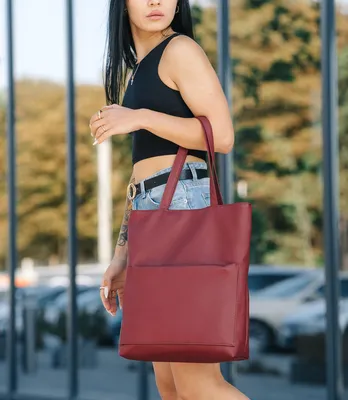 Женская сумка ШОПЕР бордовая на плечо из экокожи вместительная S от  интернет-магазина DanZo
