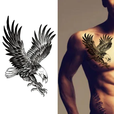 Водостойкие Временные татуировки с орлом, боди-арт на руку, плечо, грудь,  временные тату-наклейки для мужчин/wo, Переводные татуировки для мужчин -  купить по выгодной цене | AliExpress