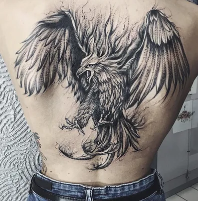 Татуировка на спине у парня - орел — KissMyTattoo.ru