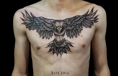 Татуировка на груди у парня - орел — KissMyTattoo.ru