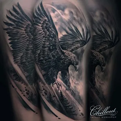 Татуировка орел в полете на руке - Chillout Tattoo Workshop