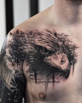 Tattoo • Подборка тату на тему: Орел на груди (61 фото)