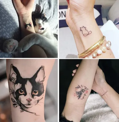 Татуировки: кошка, собака, тату на руке, тату для девушек, тату мужские