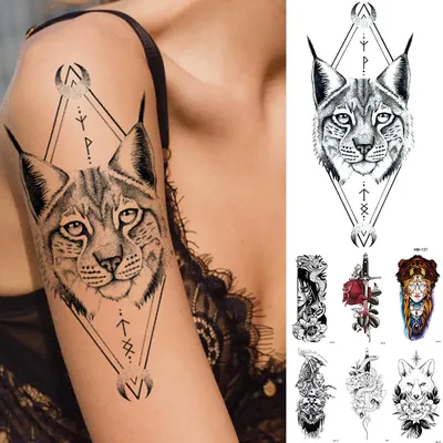 Водостойкая Временная тату-наклейка, Геометрическая кошка, волк, флэш-тату,  тотем, боди-арт, искусственная татуировка на руку для женщин и мужчин -  купить по выгодной цене | AliExpress