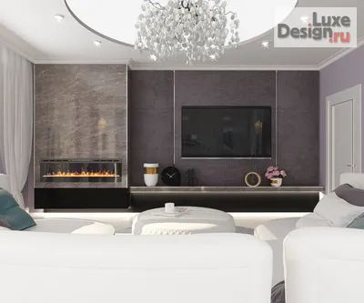 Дизайн интерьера гостиной \"Зона с камином и ТВ в гостиной в многокомнатной  квартире г.Ставрополь\" | Портал Люкс-Дизайн.RU