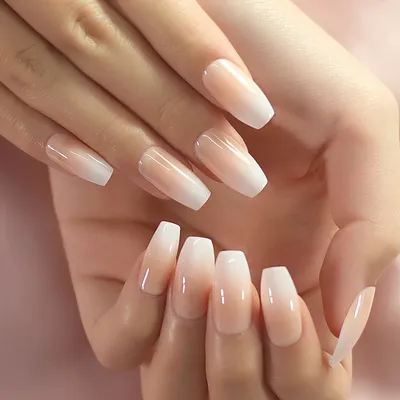Натуральные розовые телесные белые французские накладные ногти с градиентом  Маникюр балерина накладные ногти ежедневная офисная одежда для пальцев -  купить по выгодной цене | AliExpress