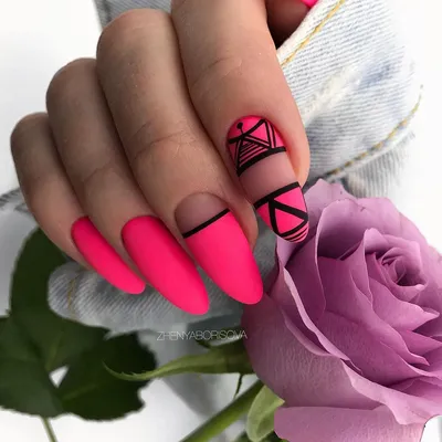 Дизайн розово-черных ногтей - фото идей дизайна ногтей - Best Маникюр