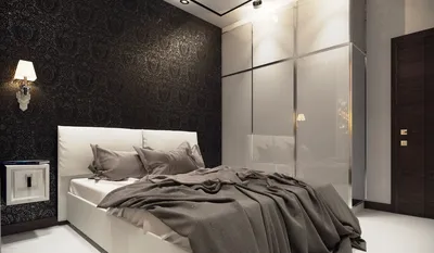 2023 СТЕНЫ фото темные обои в интерьере спальни, Киев, Студия дизайна  интерьера ANNGLI