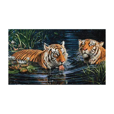 Купить Ag 2569 Набор д/изготовления картин со стразами 'Тигры в воде' 70*40  см Гранни оптом со склада в Санкт-Петербурге в компании Айрис