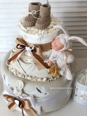 Торт из памперсов подгузников для новорожденного