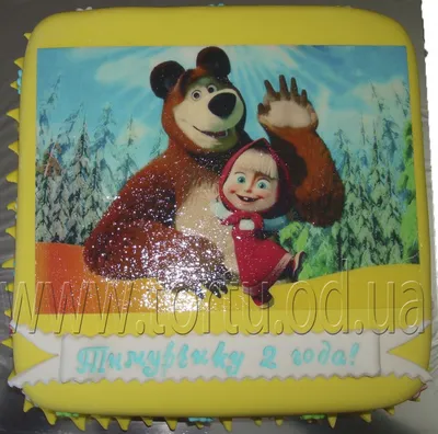 Торт квадратный Маша и Медведь | Торты на заказ в Одессе