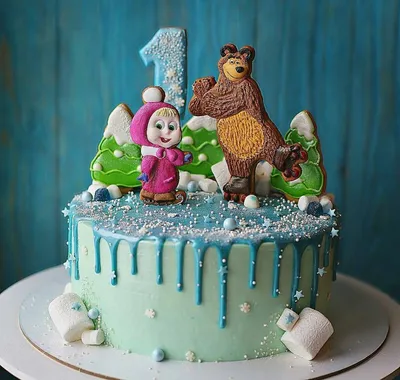 Картинка торт мальчику на 1 годик маша и медведь - скачать бесплатно с  КартинкиВед