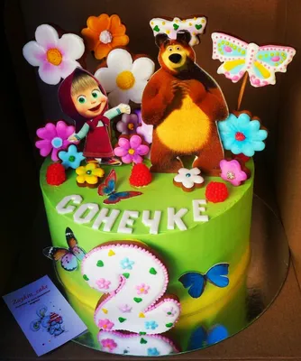 Кремовый торт Маша и медведь с расписными пряниками | Тематические торты,  Торт на день рождения, Торт для ребёнка