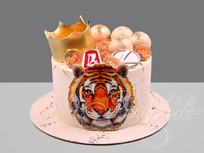 Торт с тигром и короной на 30 лет 14122422 стоимостью 7 100 рублей - торты  на заказ ПРЕМИУМ-класса от КП «Алтуфьево»
