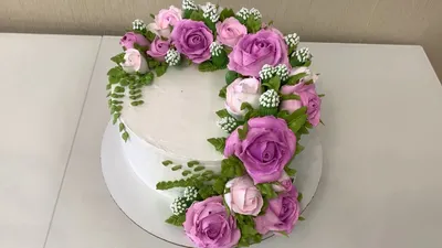 РОЗЫ чайные из БЕЛКОВОГО КРЕМА! Как украсить торт розами из БЗК! Cake  Decorating Ideas!Красивый торт - YouTube