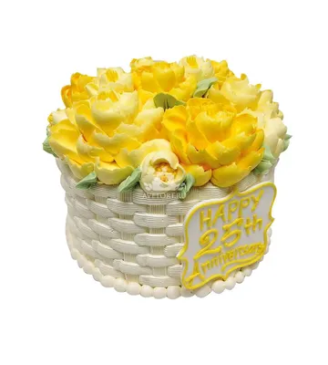 Купить Торт Корзина с цветами из крема на заказ недорого в Москве с  доставкой