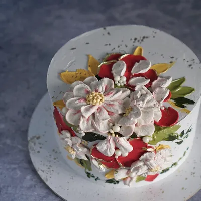 Купить Торт с яркими цветами. Кремовый рисунок/4006 • Teabakery – доставка  Москва и МО