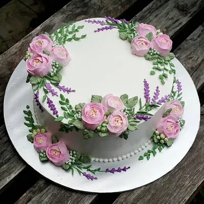 Торт с цветами из крема - 75 фото