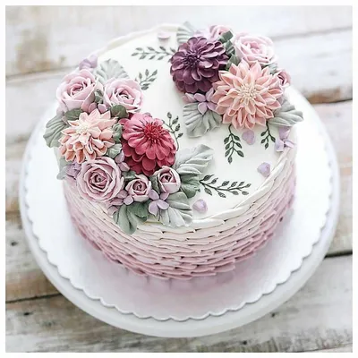Украшение торта цветами из крема (63 фото)