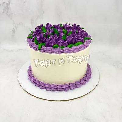 Торт с цветами из крем-чиза и топпером от Свит Бисквит - Свит Бисквит