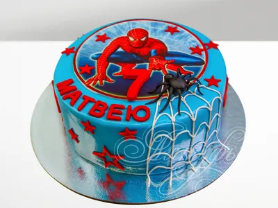 Торт Человек-паук на 7 лет 10062120 стоимостью 4 150 рублей - торты на  заказ ПРЕМИУМ-класса от КП «Алтуфьево»