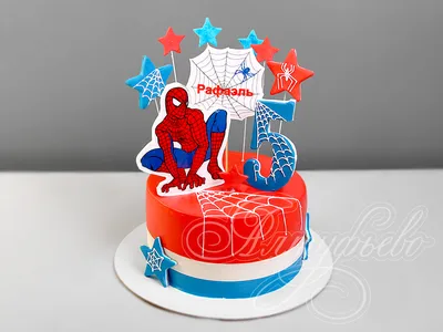 Торт Человек-паук со звездочками 13094819 стоимостью 6 850 рублей - торты  на заказ ПРЕМИУМ-класса от КП «Алтуфьево»