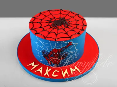 Торт Человек-паук 06035121 детский для мальчика стоимостью 7 300 рублей -  торты на заказ ПРЕМИУМ-класса от КП «Алтуфьево»