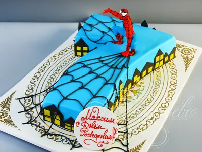 Торт Человек-паук 04052518 стоимостью 7 800 рублей - торты на заказ  ПРЕМИУМ-класса от КП «Алтуфьево»