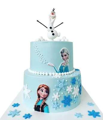 Заказать двухъярусный торт Холодное сердце с Эльзой, Анной и снеговиком от  2 090 ₽