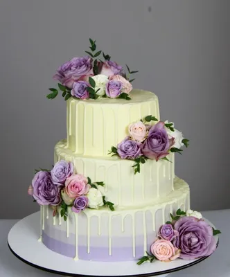 лавандовый торт.свадебный торт с живыми цветами | Big wedding cakes,  Wedding cakes, Cake