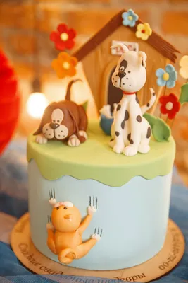 детские торты, торт с животными, торт с фигурками животных, торт детский,  детский торт с собачкой, Свадебный торт Москва