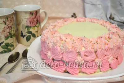 Бисквитный торт с кремом Шарлотт пошаговый рецепт