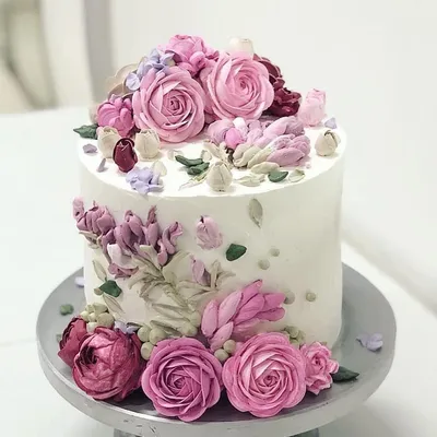 Торт с цветочками из крема - 72 photo