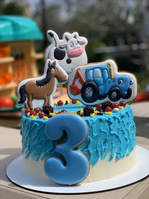 Торт синий трактор | Торт для ребёнка, Торт на день рождения, Вкусные торты