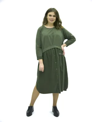 Итальянское зеленое платье из хлопка купить для полных женщин в  интернет-магазине