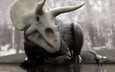 Трицератопсы и дромеозавриды. Палеоарт Пикабу