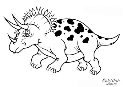 Раскраска Трицератопс в профиль распечатать - Динозавры